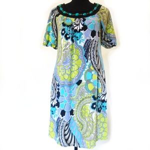 Maggy London sz 2P Printed embellished shift dress